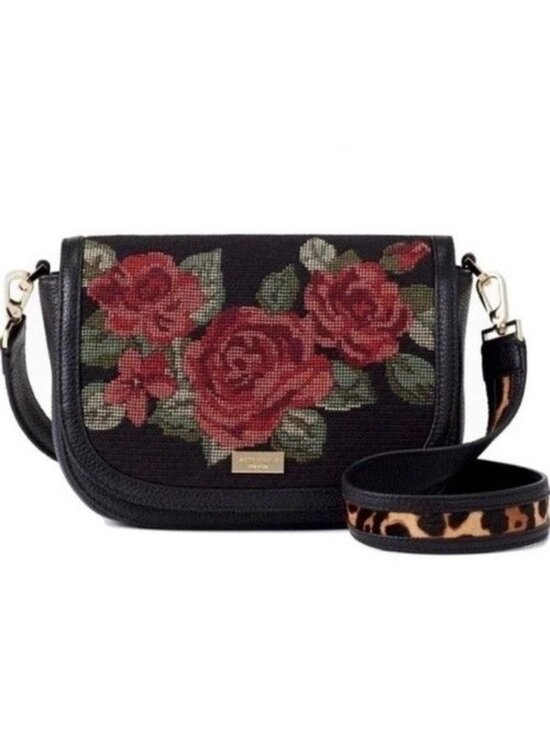 kate spade Handbags - Kate Spade NY Seeley Lane Rae Crossbody Bag Rose Needlepoint & Leopard Strap